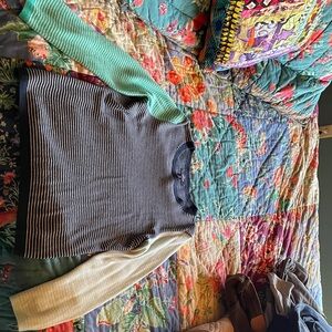 Lands' End Blue and Green Cashmere Sweater